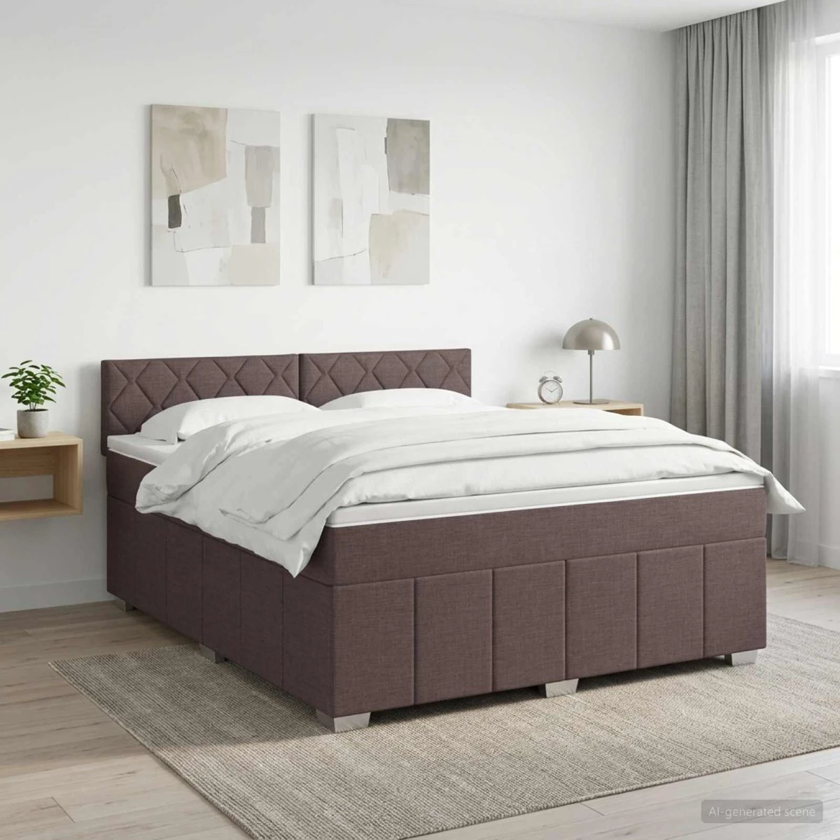 vidaXL Boxmadras med topmadras Mørk Brun 160 x 200 cm