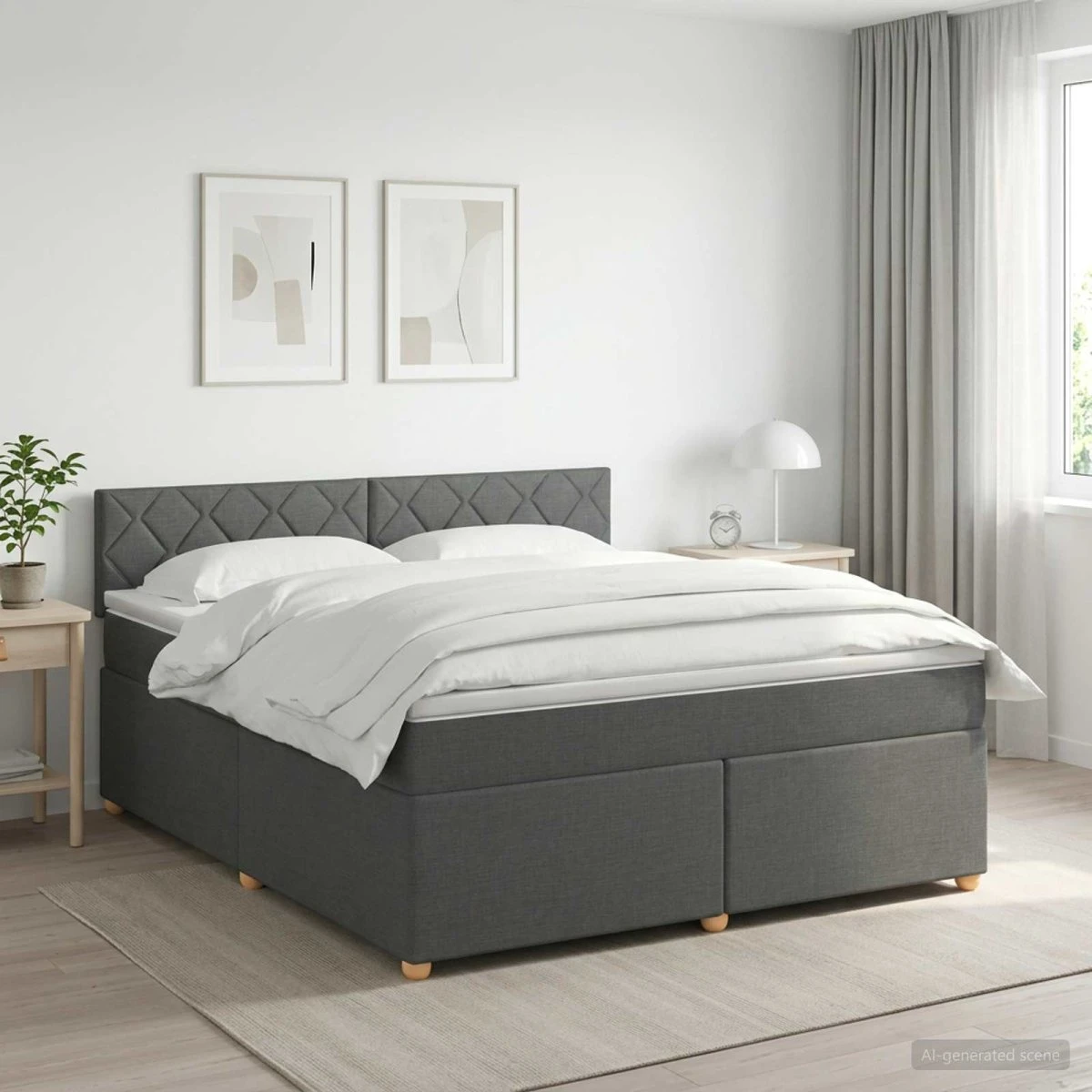 vidaXL Boxmadras med topmadras Mørkegrå 180 x 200 cm
