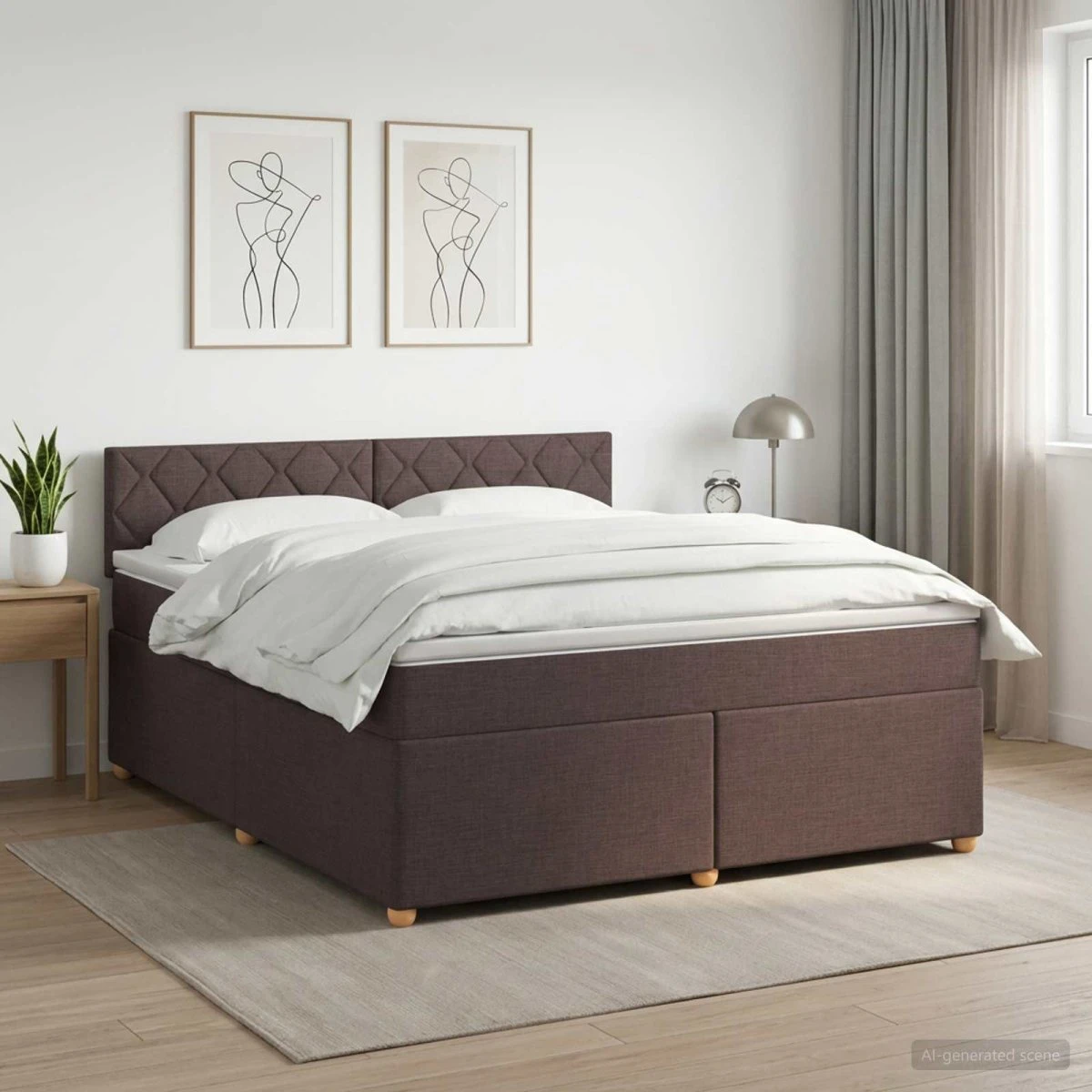 vidaXL Boxmadras med topmadras Mørk Brun 140 x 200 cm