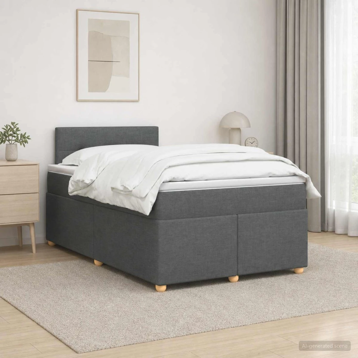 vidaXL Boxmadras med topmadras, Mørkegrå, 120 x 190 cm