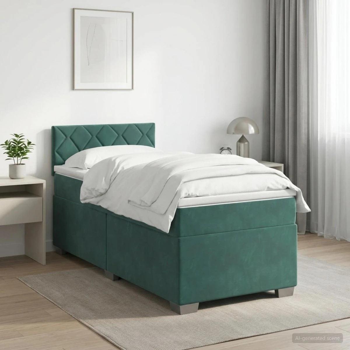 vidaXL Boxmadras med topmadras Mørkegrøn Fløjl 80 x 200 cm