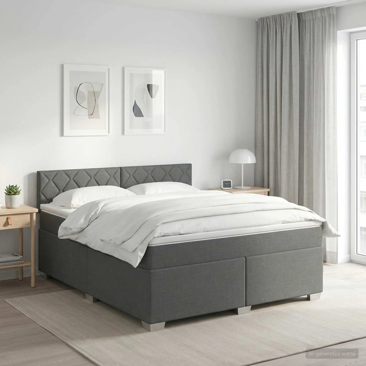 vidaXL Boxmadras med topmadras Mørkegrå 160 x 200 cm
