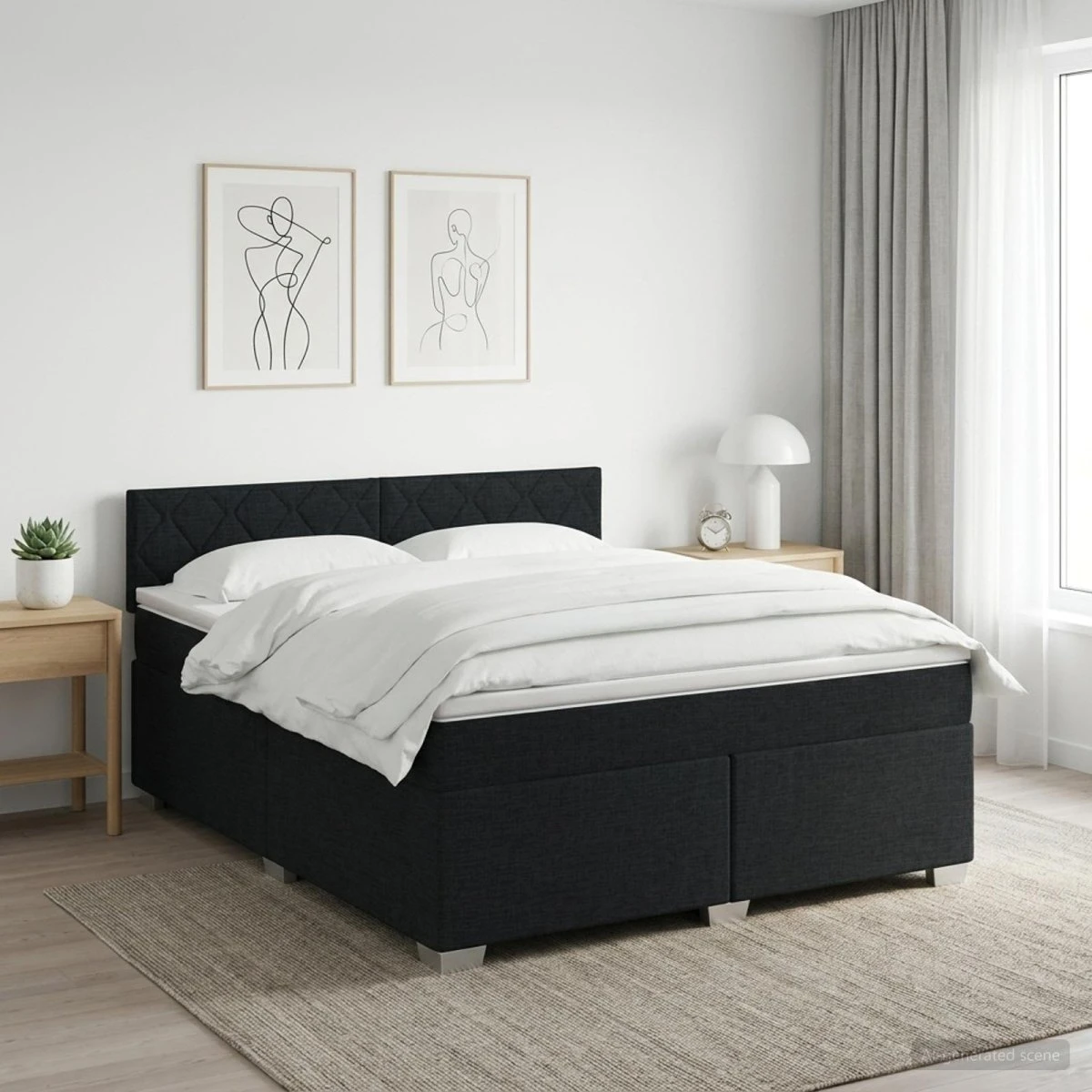 vidaXL Boksmadras med topmadras og hovedgærde - Sort 140x190 cm