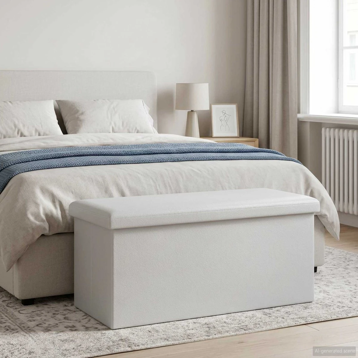 vidaXL Foldbar opbevaringsbænk, Hvid, 80 L, 77x38x38 cm