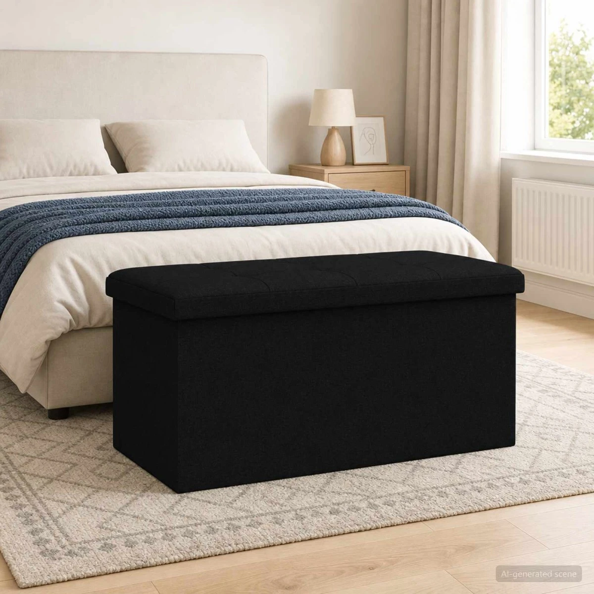 vidaXL Foldbar opbevaringsbænk Sort, 80 L, 77 x 38 x 38 cm