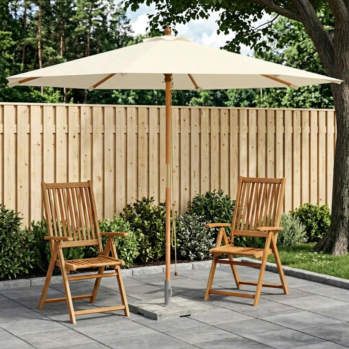 vidaXL Havesol 300 x 248 cm i massiv eukalyptus - Cremehvid
