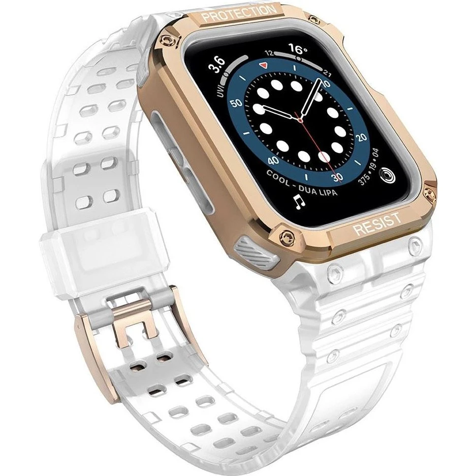 Hurtel Protect Urrem med Etui til Apple Watch 42/44/45mm - Hvid/Rose Gold