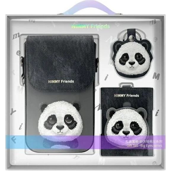 Nimmy Big Eyed Pet 2.0 Panda 3-i-1 Mobiltaske, Pung & Tracker Etui