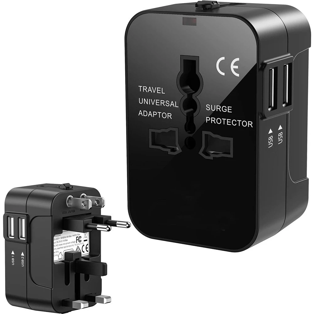Universal Rejseadapter med 2x USB til EU, US, UK og AU
