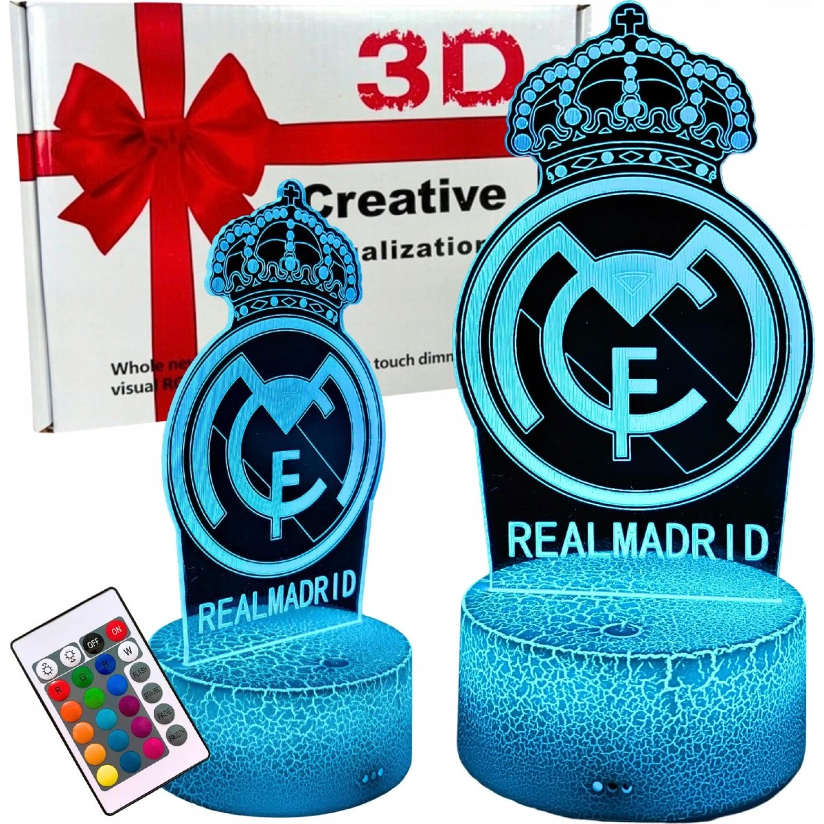 Real Madrid 3D LED Natlampe med fjernbetjening