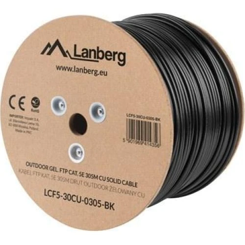 Lanberg LCF5-30CU-0305-BK Cat5e F/UTP Netværkskabel, 305 m, Sort