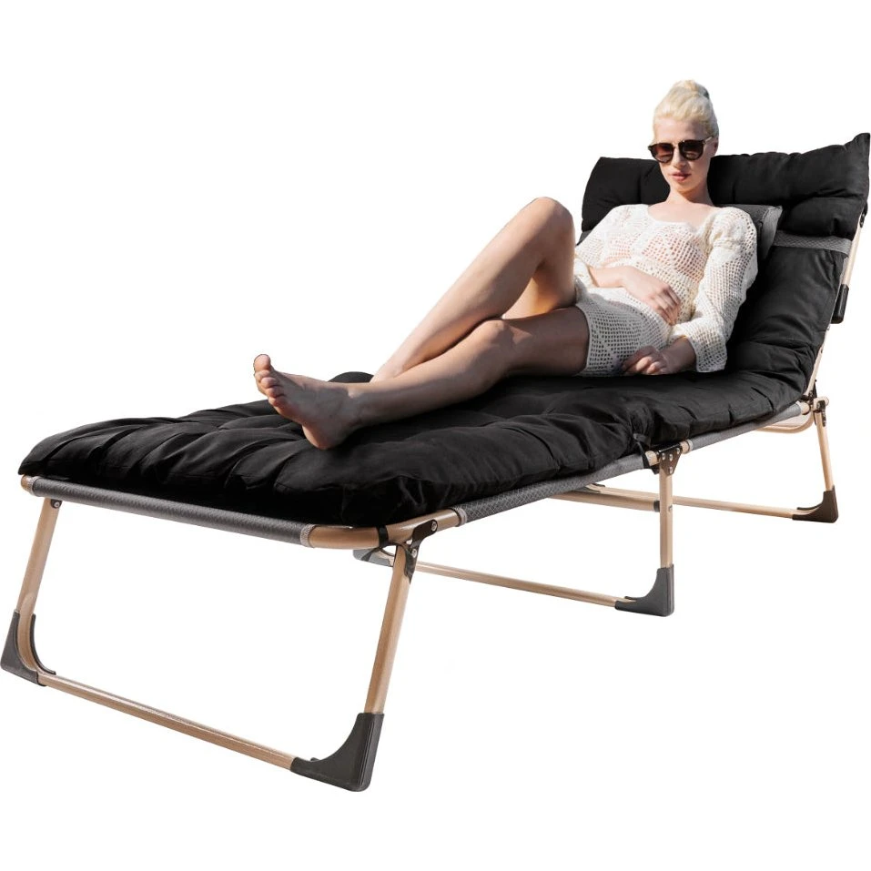Business Field Foldeseng 193 cm med madras og pude - Sort