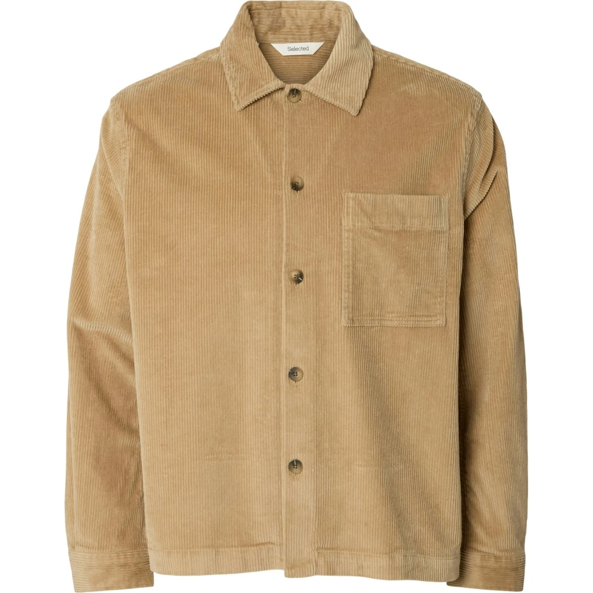 SELECTED SLMotto Kris Cord Overshirt i beige