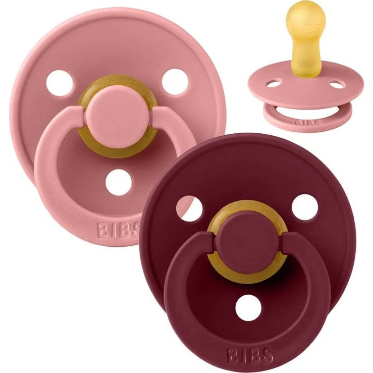 BIBS Colour Rund Sut 2-pak - Str. 2 - Dusty Pink/Elderberry