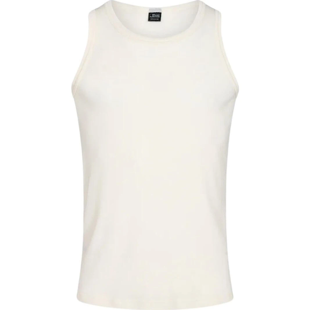 JBS Tank-top i 100% merino uld til mænd, hvid, str. small