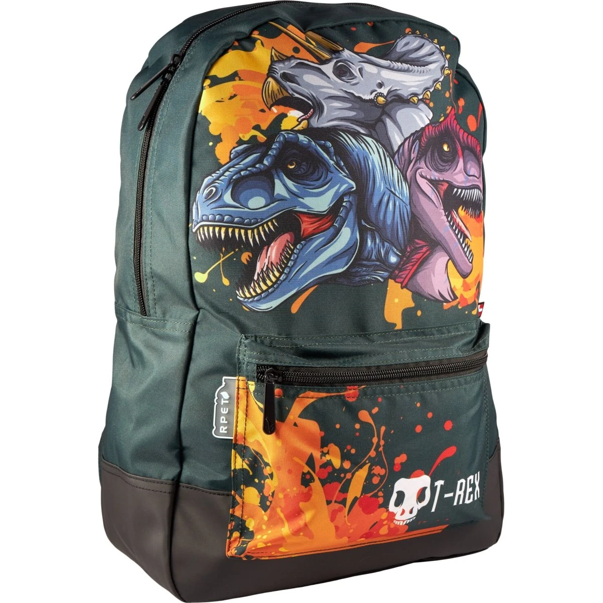 Valiant Dinosaur Rygsæk med T-Rex motiv - 16L - Grøn/Orange