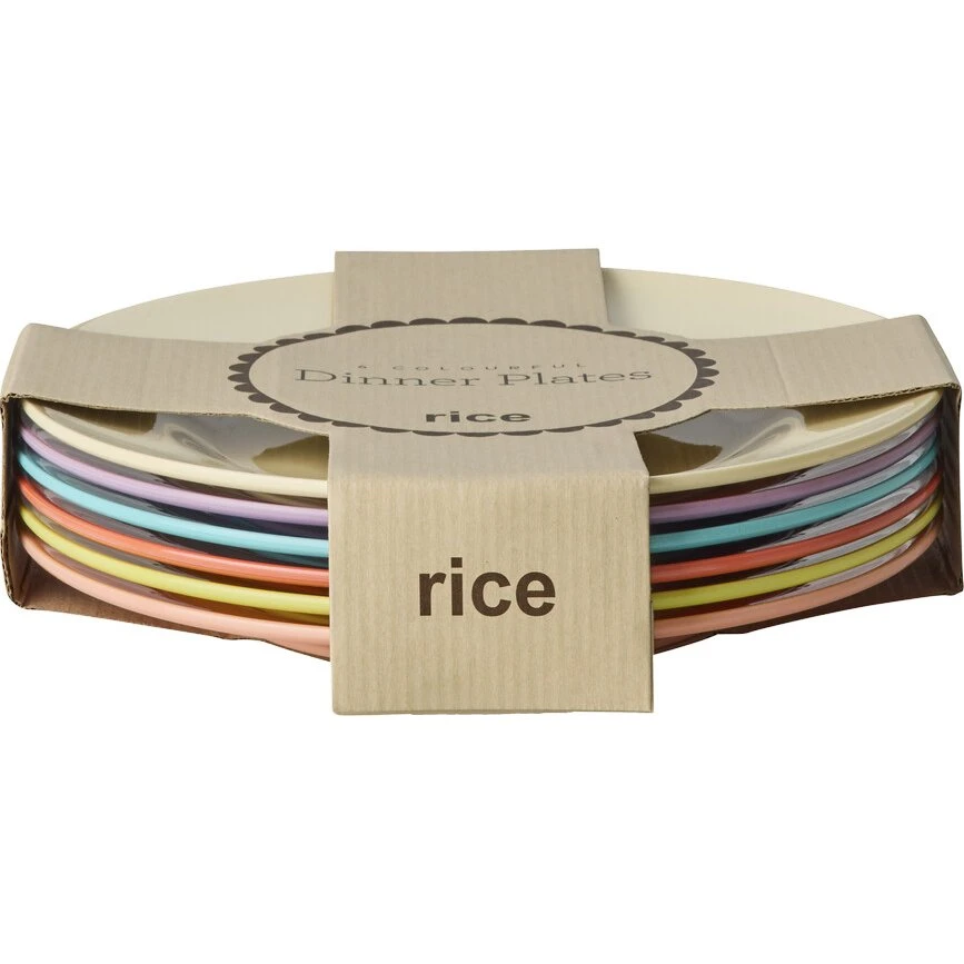 Rice Melamin Tallerkener Glory Days Colors - 6 stk.