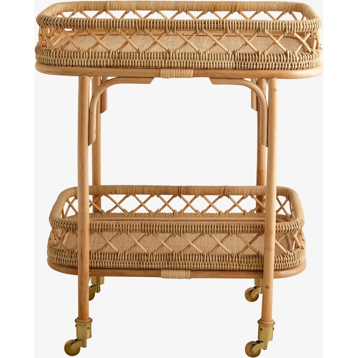 Nordal LIRI rullebord i rattan, natur - 62x42x76 cm