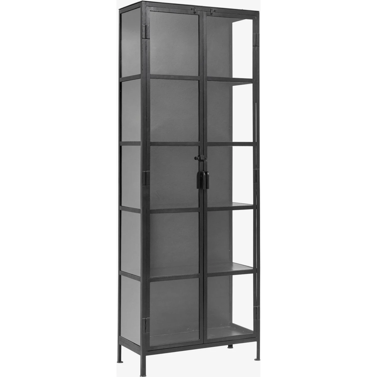 Nordal PHOENIX vitrineskab i sort jern - B80 x D35 x H214 cm