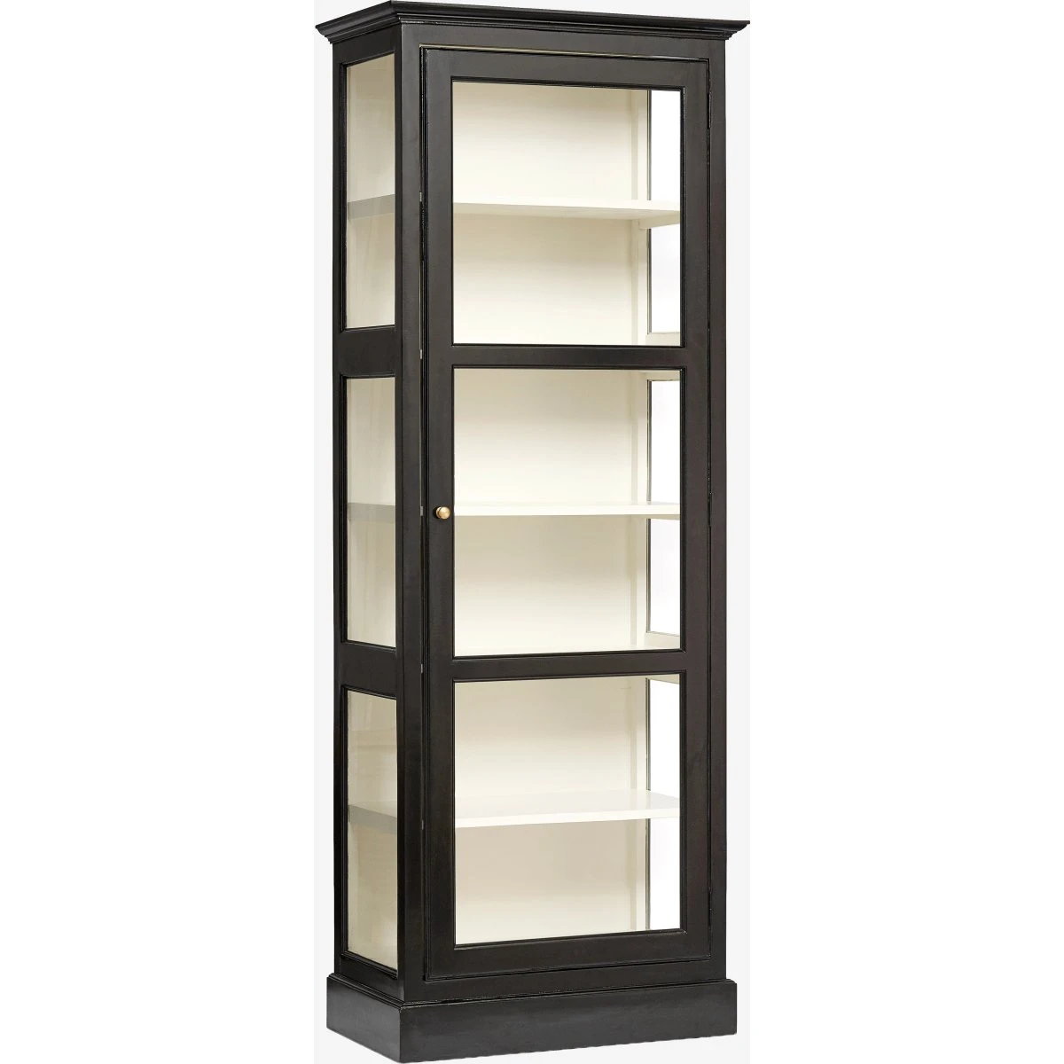 Nordal CLASSIC Vitrineskab - Sort/Råhvid - B84 x D44 x H212 cm