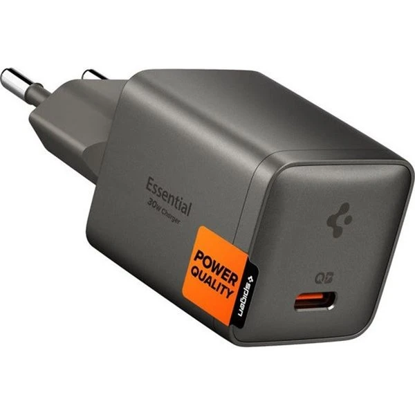 Spigen ArcStation Essential 30W USB-C Vægoplader - Gunmetal
