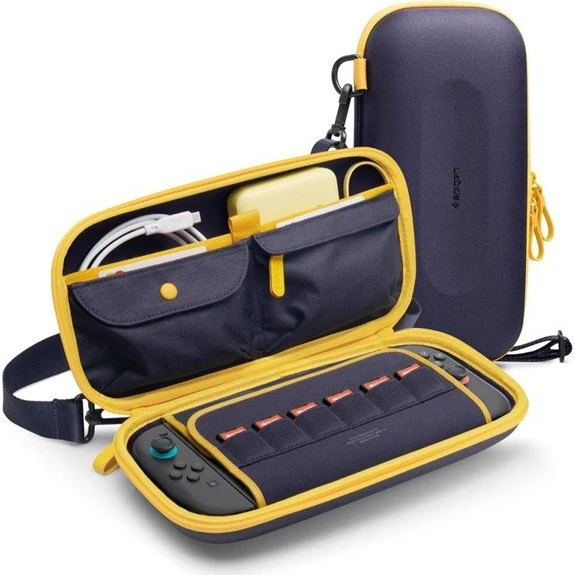 Spigen Nano Pop Pro Pouch til Nintendo Switch 2 - Navy/Gul