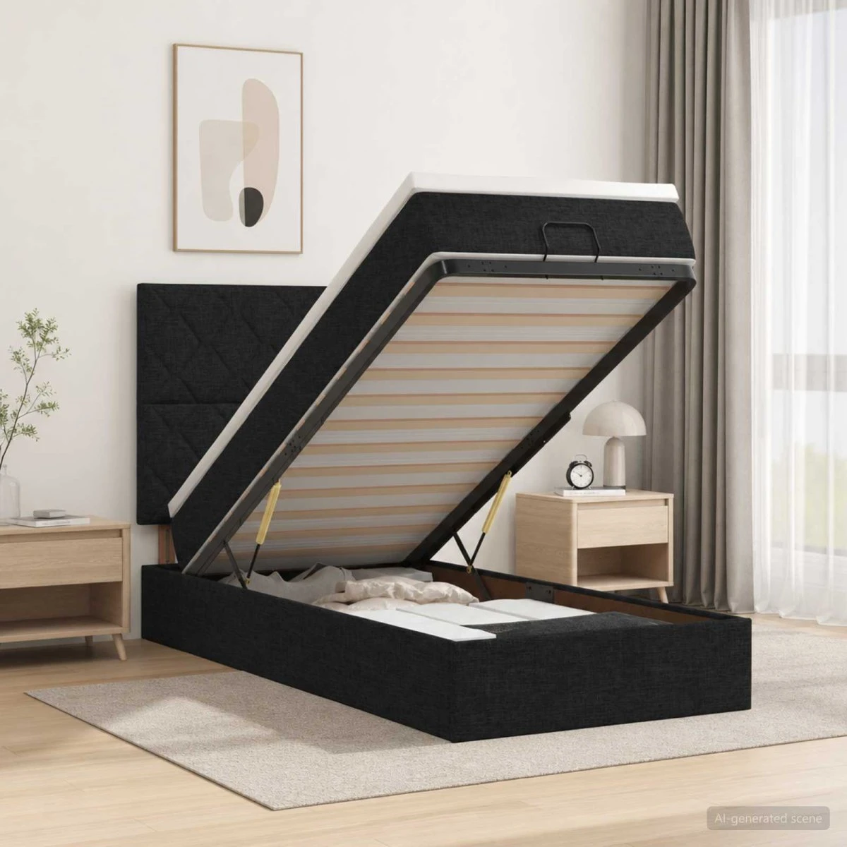 vidaXL Ottoman seng med madras og LED - Sort, 80 x 200 cm