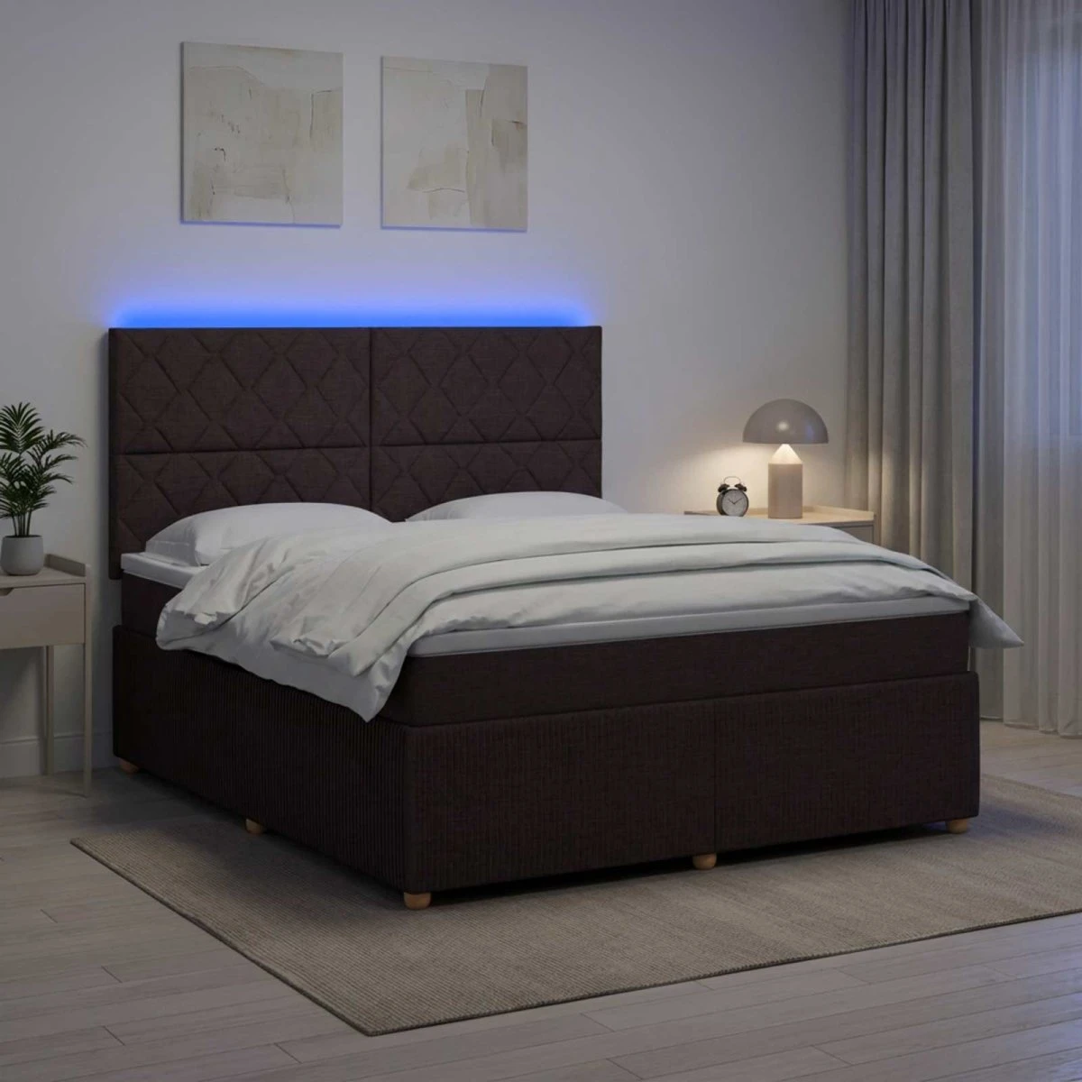 vidaXL LED Boksmadrasseng 180 x 200 cm - Mørk Brun