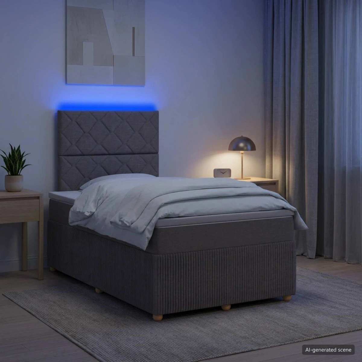 vidaXL LED Boksmadras Seng med Madrasser - Gråbrun 120 x 190 cm