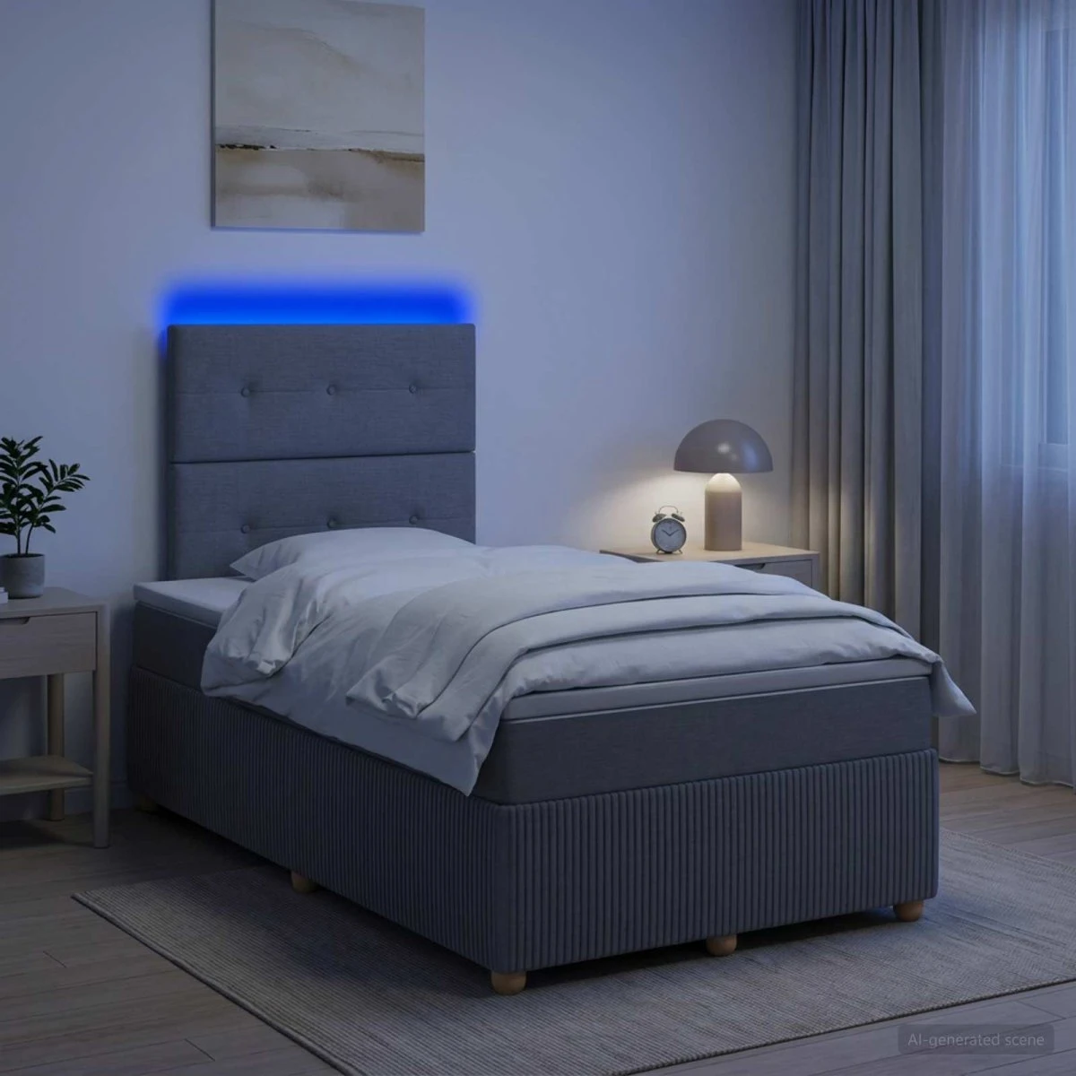 vidaXL LED Boksmadras Seng med Madrass - Lysegrå 120 x 190 cm