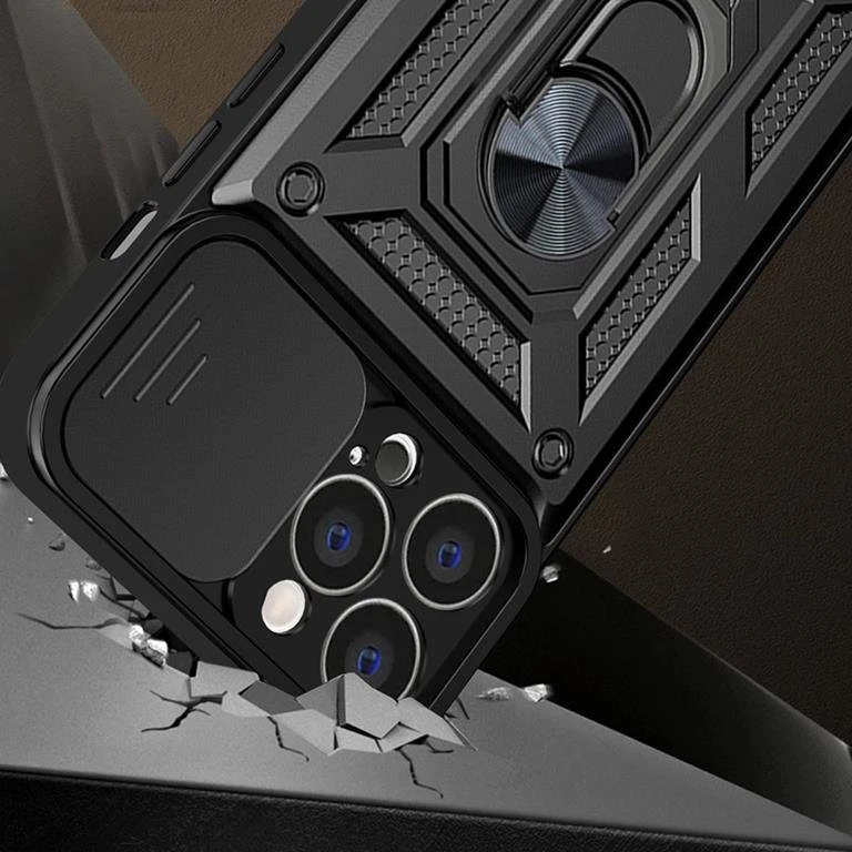 Hybrid Armor Camshield iPhone 13 Pro Max Taske - Blå
