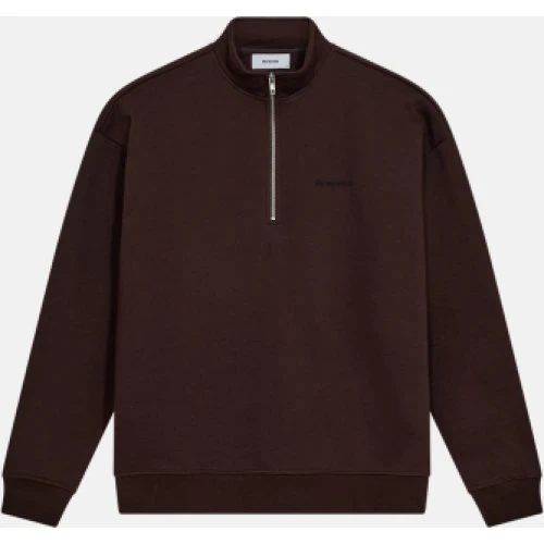 Resteröds Zack Half-Zip Sweatshirt i brun bomuld