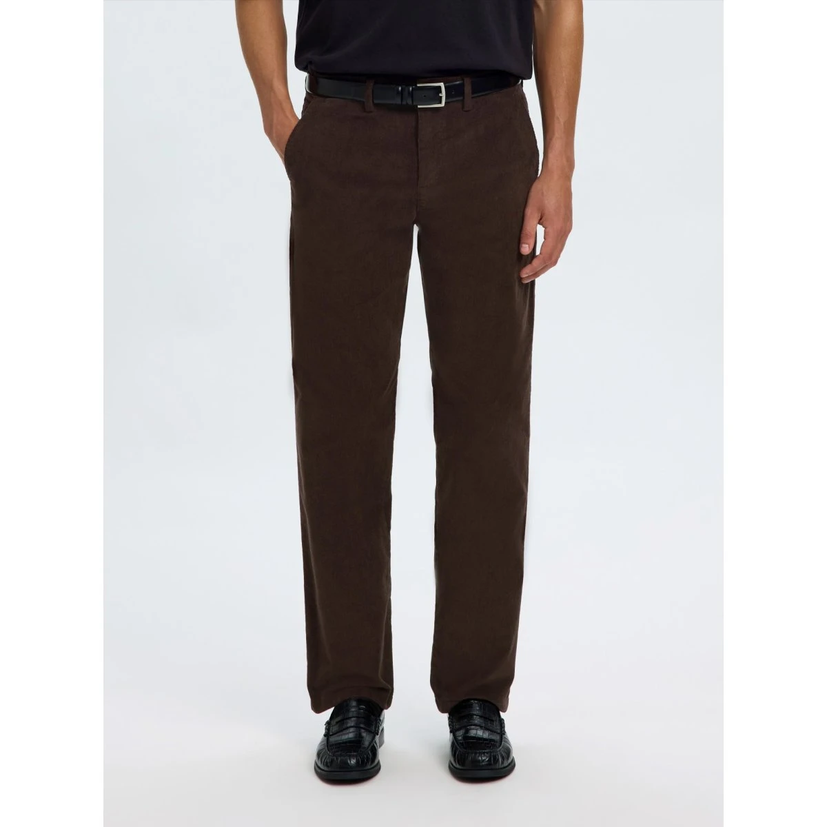 Selected SLHMILES Mørkebrune Corduroy Bukser - Regular Fit