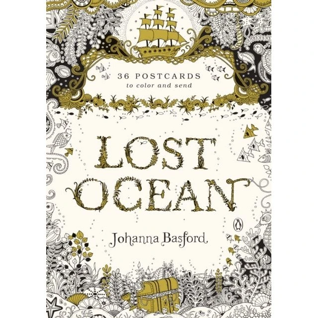 Johanna Basford Lost Ocean: 36 Postkort til farvelægning