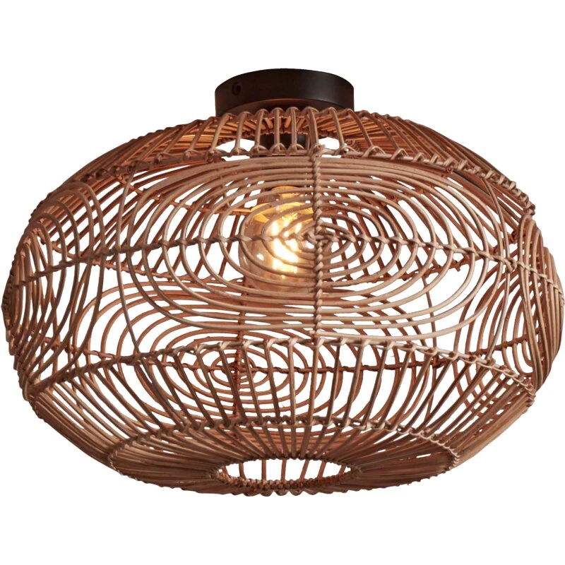 Good & Mojo Madeira loftlampe i rattan, Ø48×H30 cm, Natural