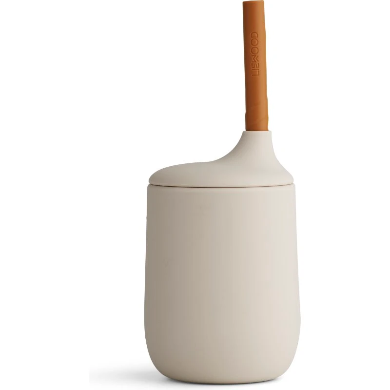 Liewood Ellis drikkekop m. sugerør – Silikone, Sandy/Mustard