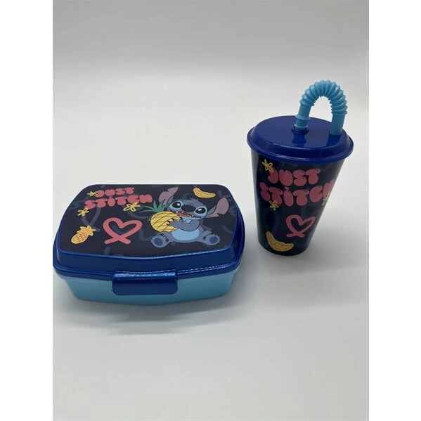 Stitch drikkeglas med sugerør 430 ml