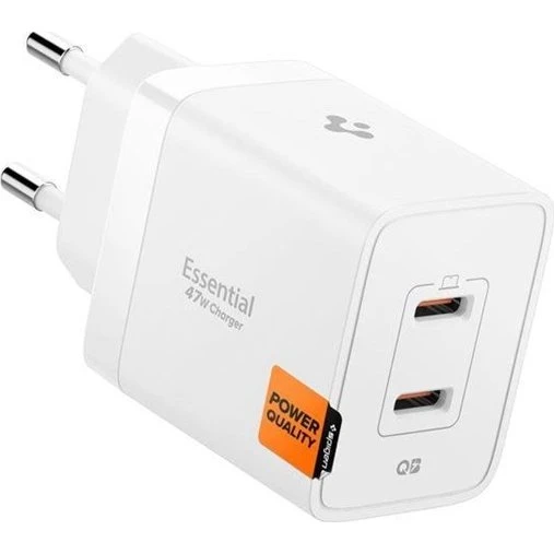 Spigen Essential EE472EU 47W USB-C Hurtigoplader - Hvid
