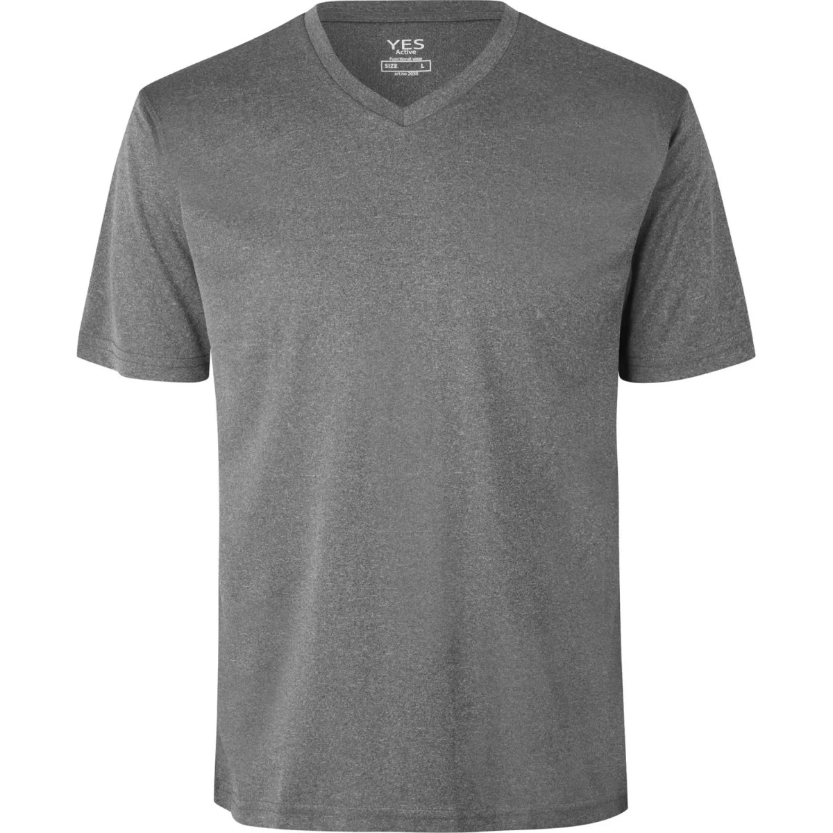 YES Active T-shirt V-hals - Grå Melange - 2XL