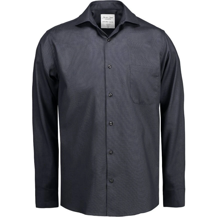 Seven Seas Copenhagen ID Dobby Royal Oxford Skjorte - Koks Grå - L