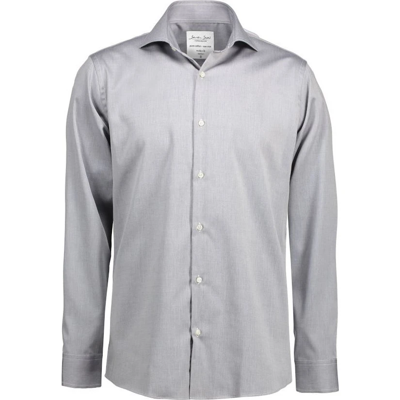 Seven Seas Copenhagen ID Fine Twill Skjorte - Silver Grey, M
