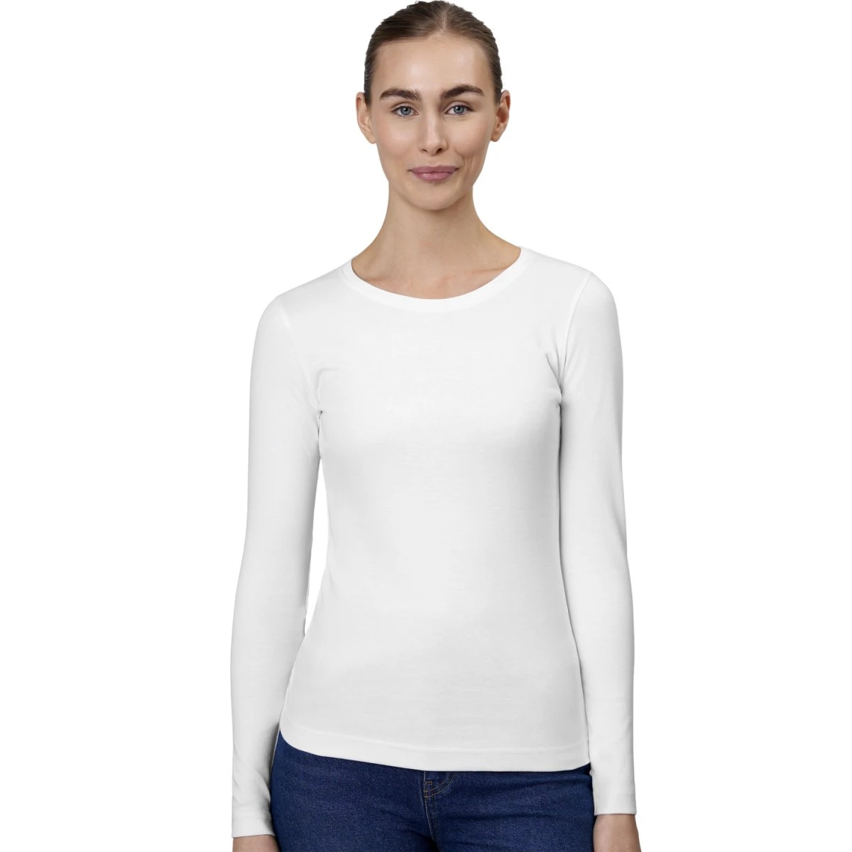 ID Interlock Dame Langærmet T-shirt - Hvid - XL