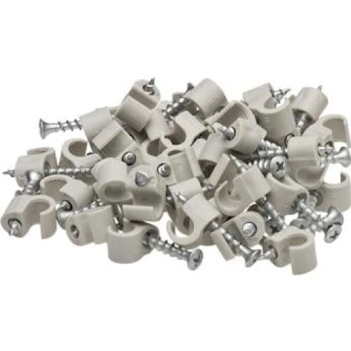 Grå kabelclips m/skrue 18-22 mm - 50 stk.