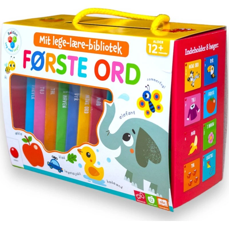 Mit lege-lære bibliotek: Første ord - 8 papbøger