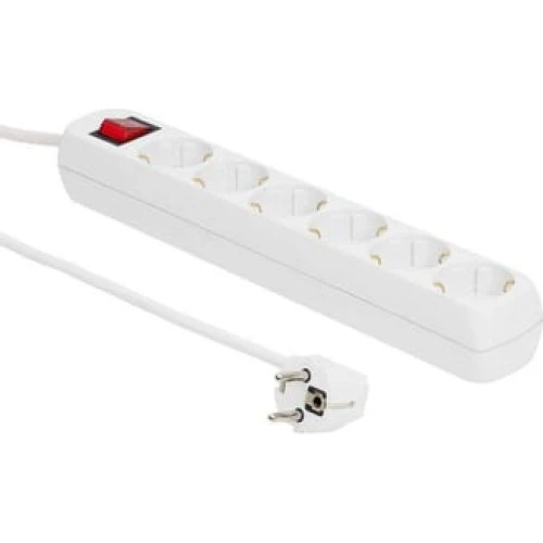 MicroConnect 6-stikdåse Schuko 10m hvid med afbryder