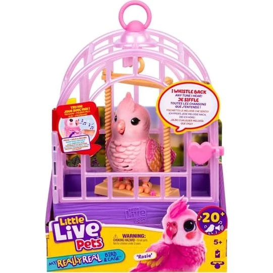 Little Live Pets My Really Real Fugl i bur - Lyserød