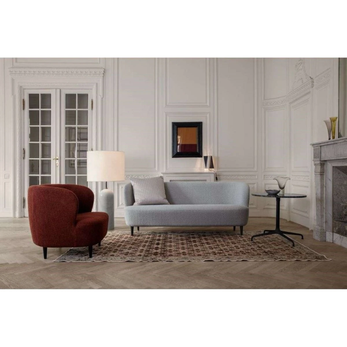 GUBI Gravity XL Low Gulvlampe - Hvid Marmor & Canvas