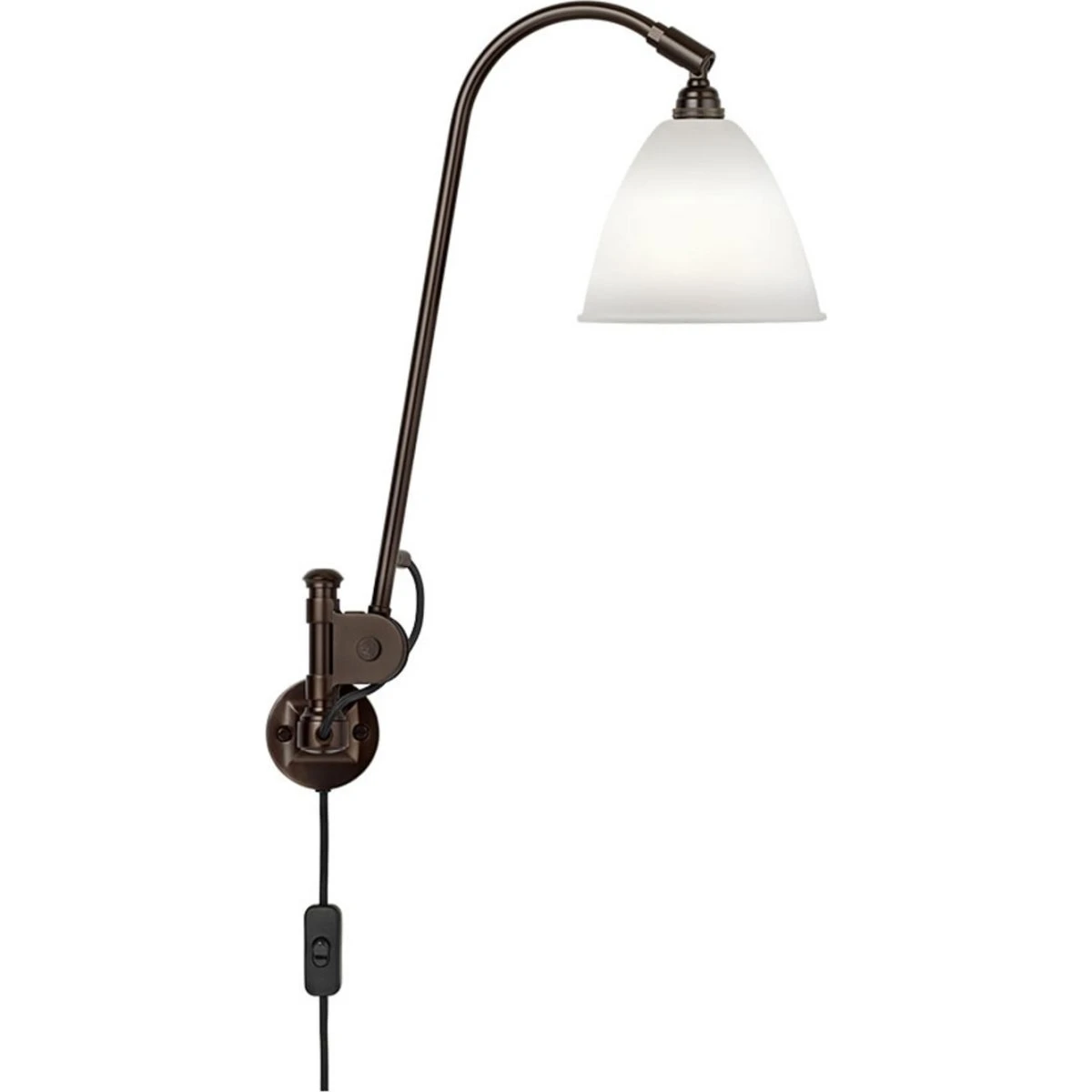 GUBI Bestlite BL6 væglampe, sort/porcelæn, Ø 16 cm