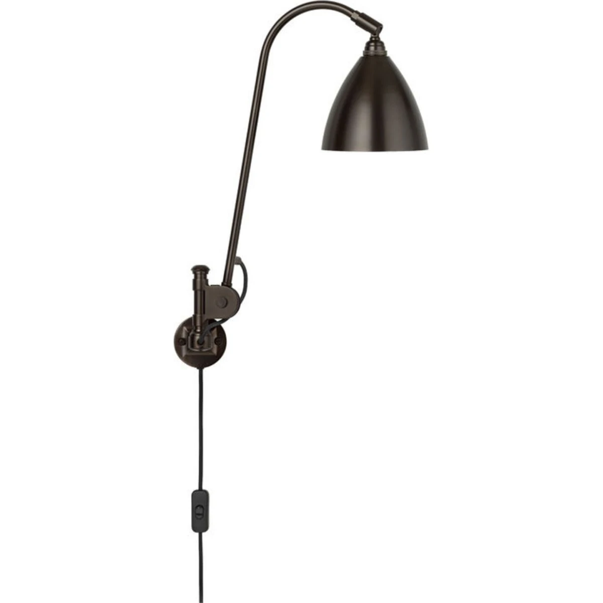 Gubi Bestlite BL6 væglampe, sort/messing, Ø 16 cm