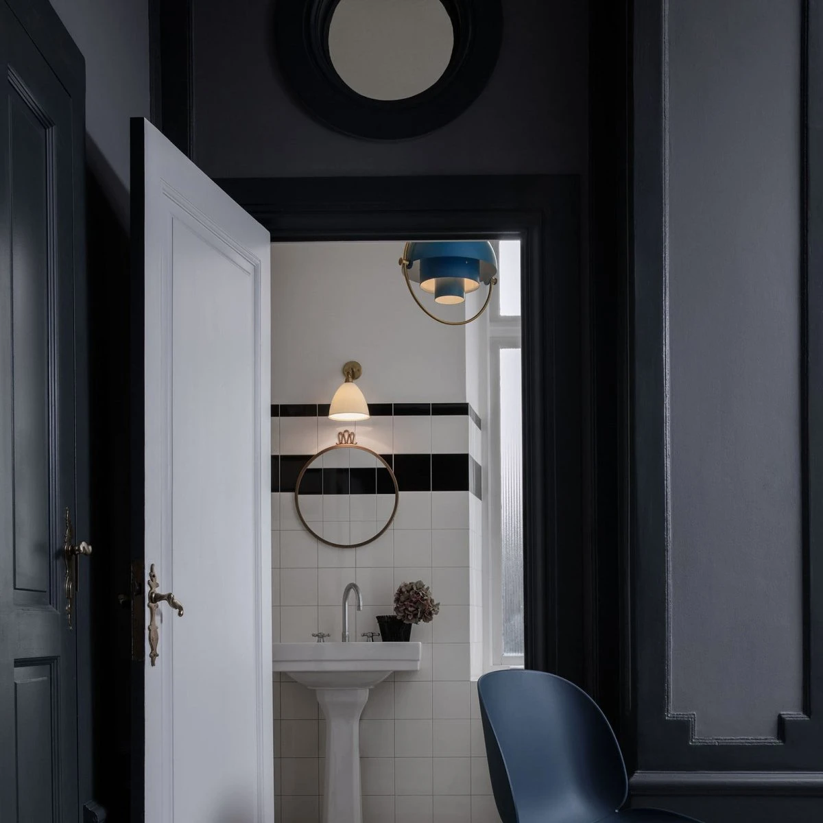 GUBI Multi-Lite Pendel Ø36 Messing/Blå